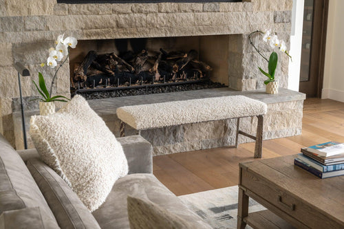 Astin Bench AYI Sea to Sierra Collection Hepburn Collection seating cherry wood flare legs alpaca upholstery sustainable