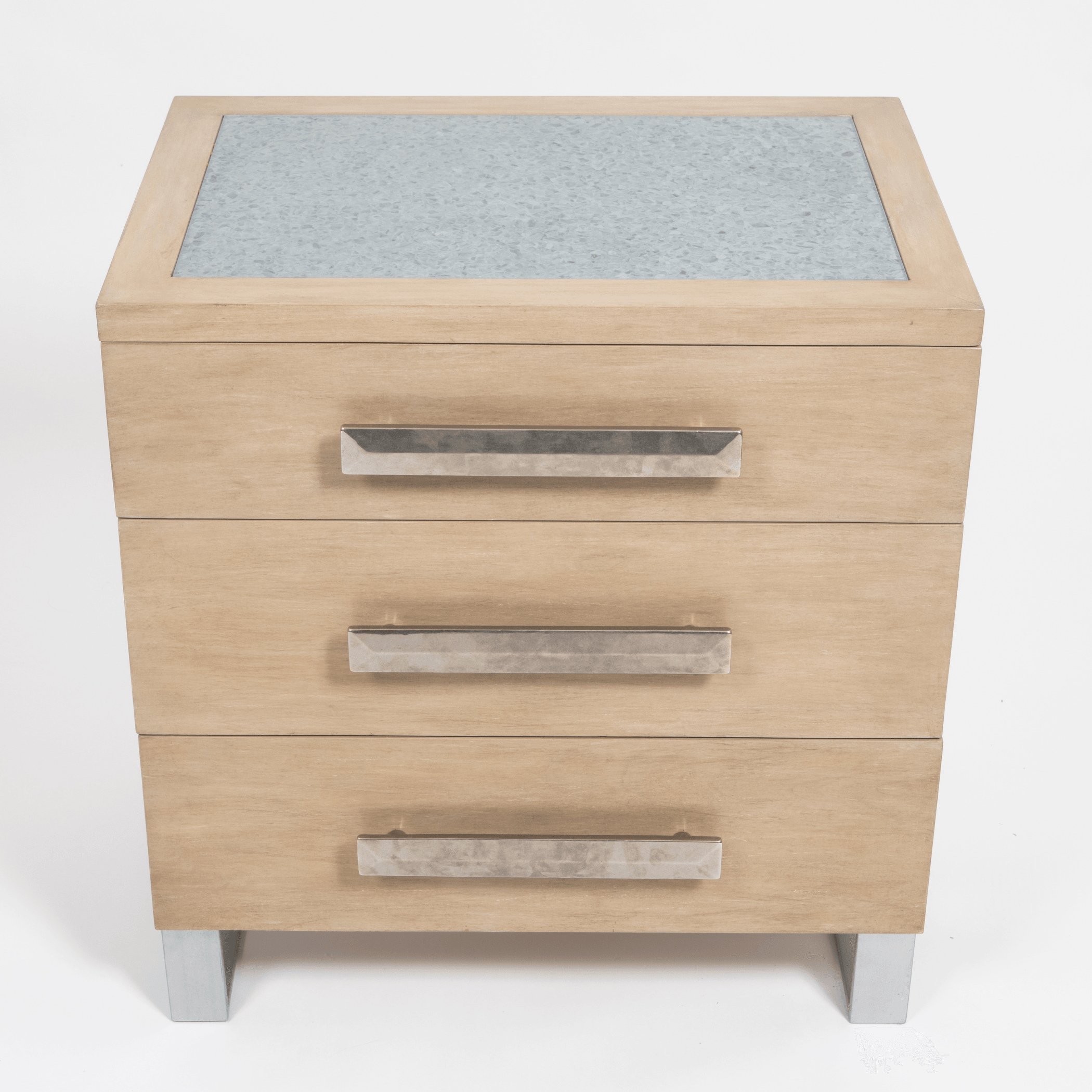 Ashley Yeates, interior designer and sustainability leader, presenting the signature Paloma Nightstand, crafted from eco-friendly materials and designed for modern, sustainable living