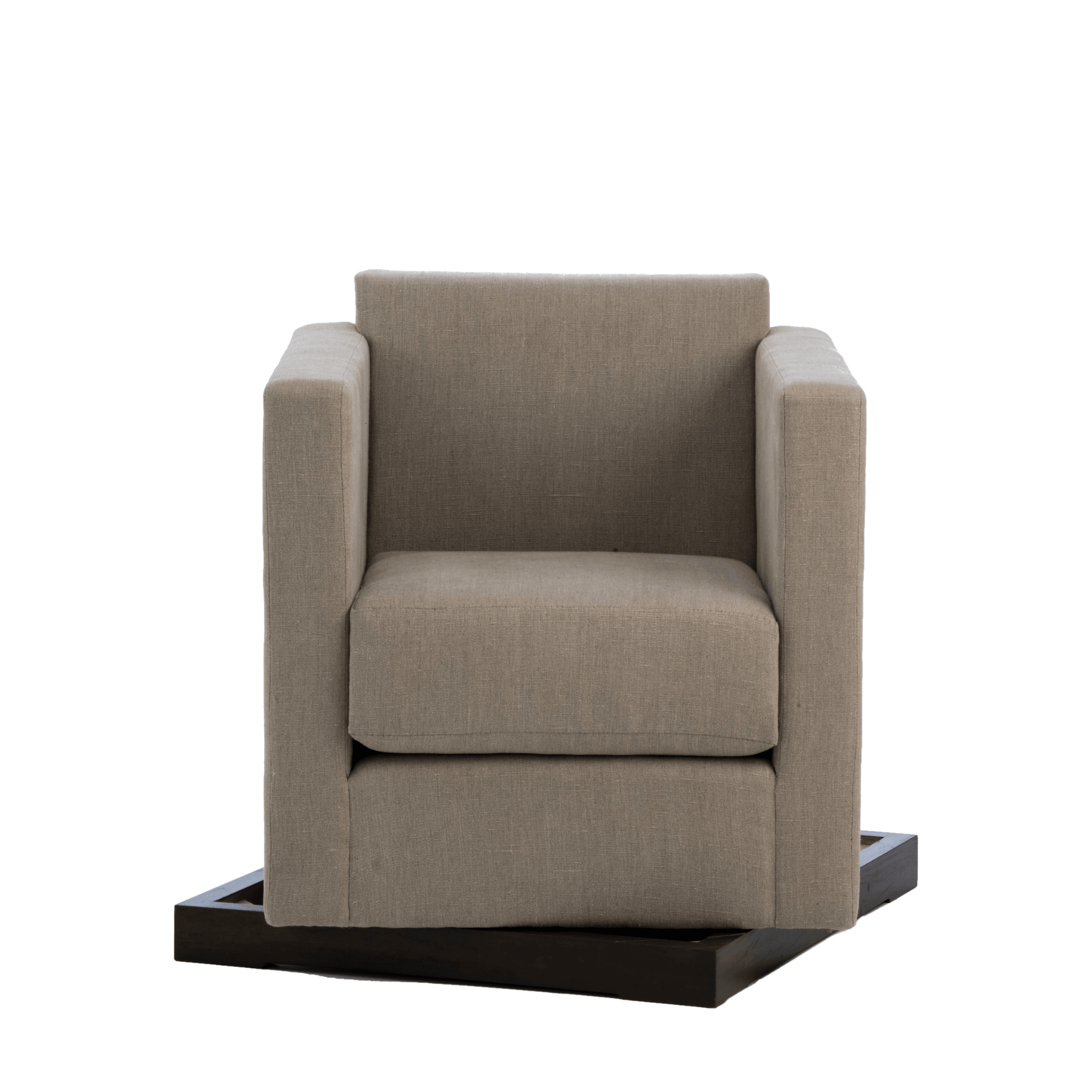 Ashley Yeates, interior designer and sustainable leader, presenting the Ralph Swivel Chair, a signature design that emphasizes eco-friendly materials and modern aesthetics for sustainable living