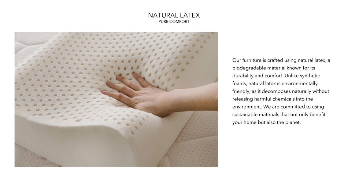 Close-up of a latex mattress with Ashley Yeates, sustainable interior designer and leader in eco-friendly design, emphasizing the importance of sustainable materials in creating healthy living spaces.