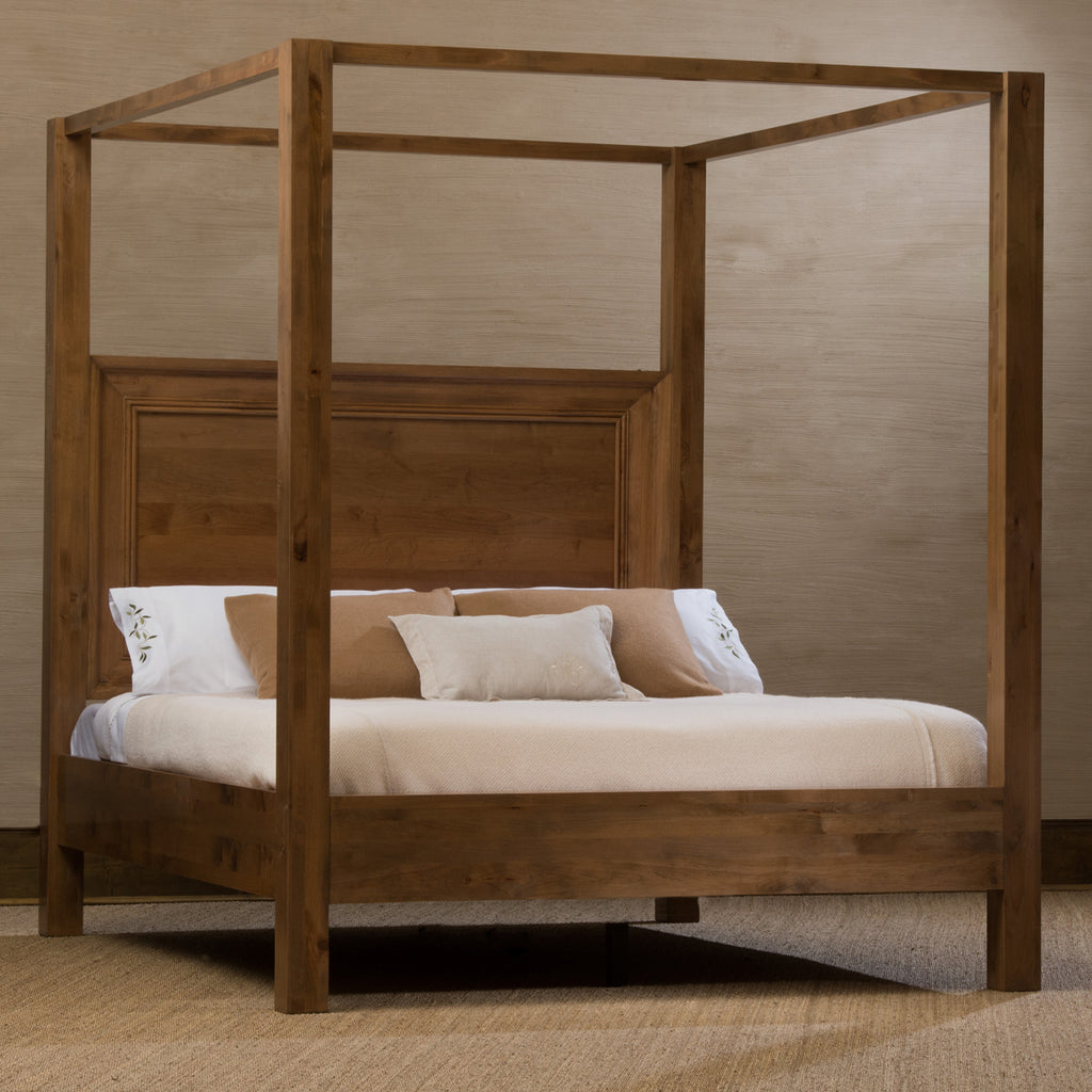 Taylor Bed Alder, Driftwood Finish, Interchangeable Marble/Wood/Fabric Headboard Cal King.