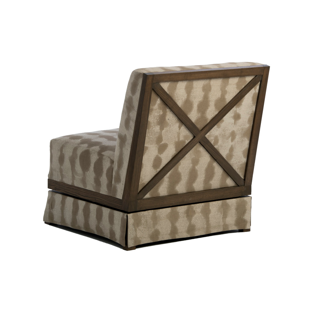 Evan Swivel Chair Ash Details, Michelle Pereira Hand Printed Linen Upholstery